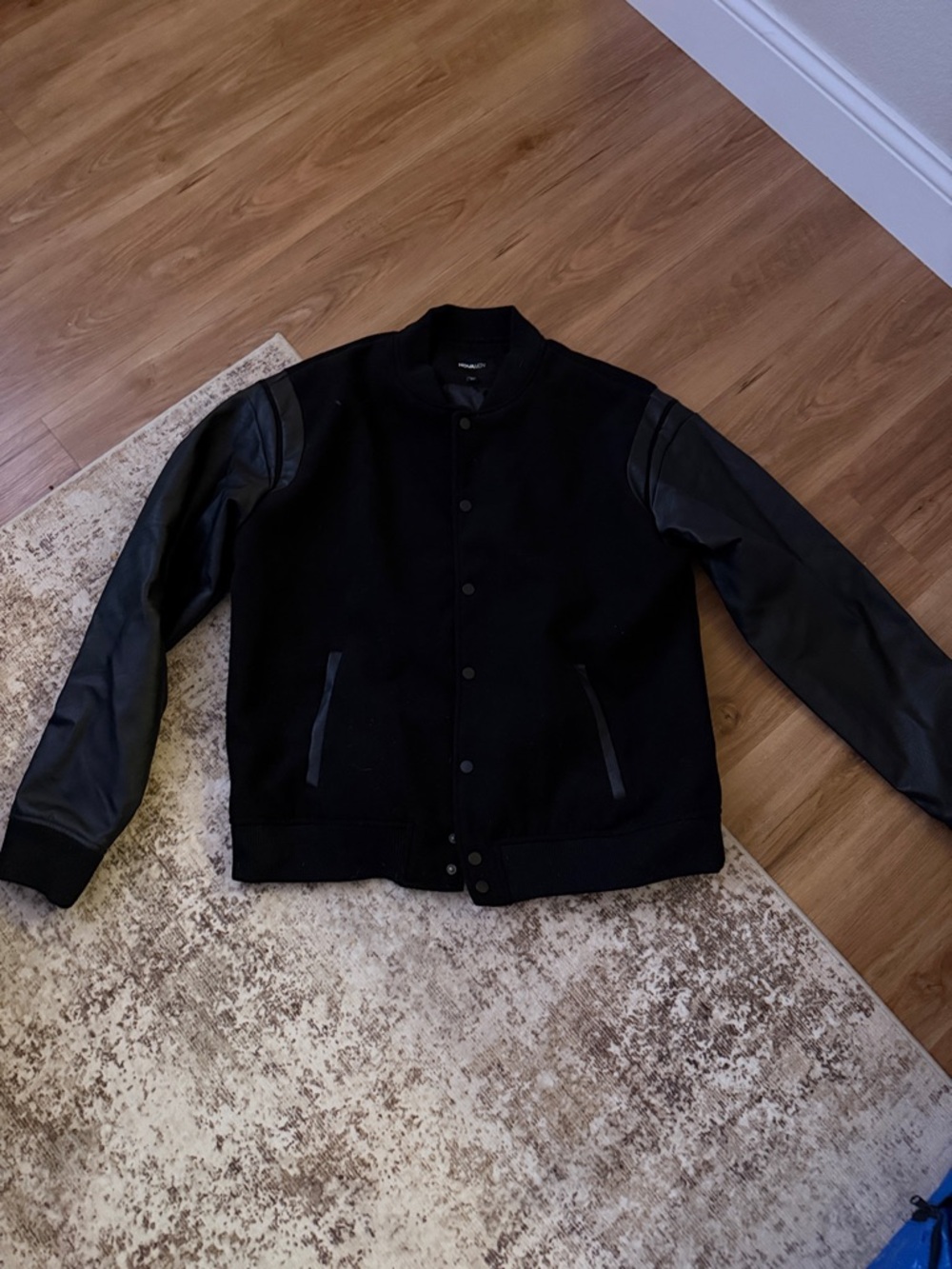 Fashion Nova Black Bomber Varsity Jacket